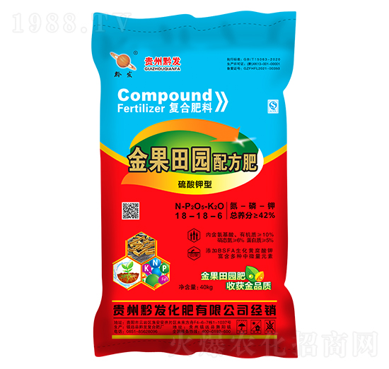 春季果蔬適用配方復合肥料18-18-6-金果田園-黔發(fā)化肥